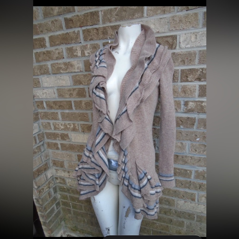 Anthropologie Sparrow Multi color Knit  w/ Tiered Details Top / Cardigan Sx XS
